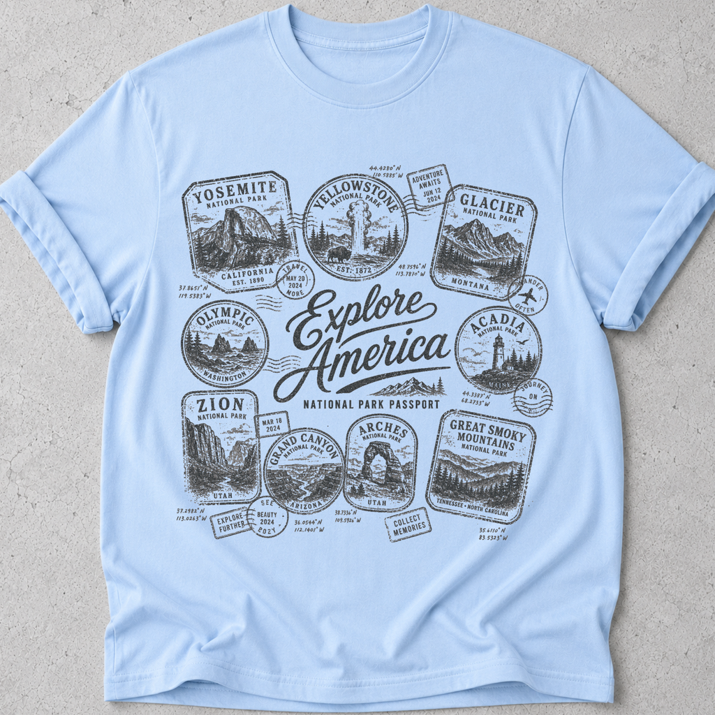 National Park Passport Stamps T-Shirt