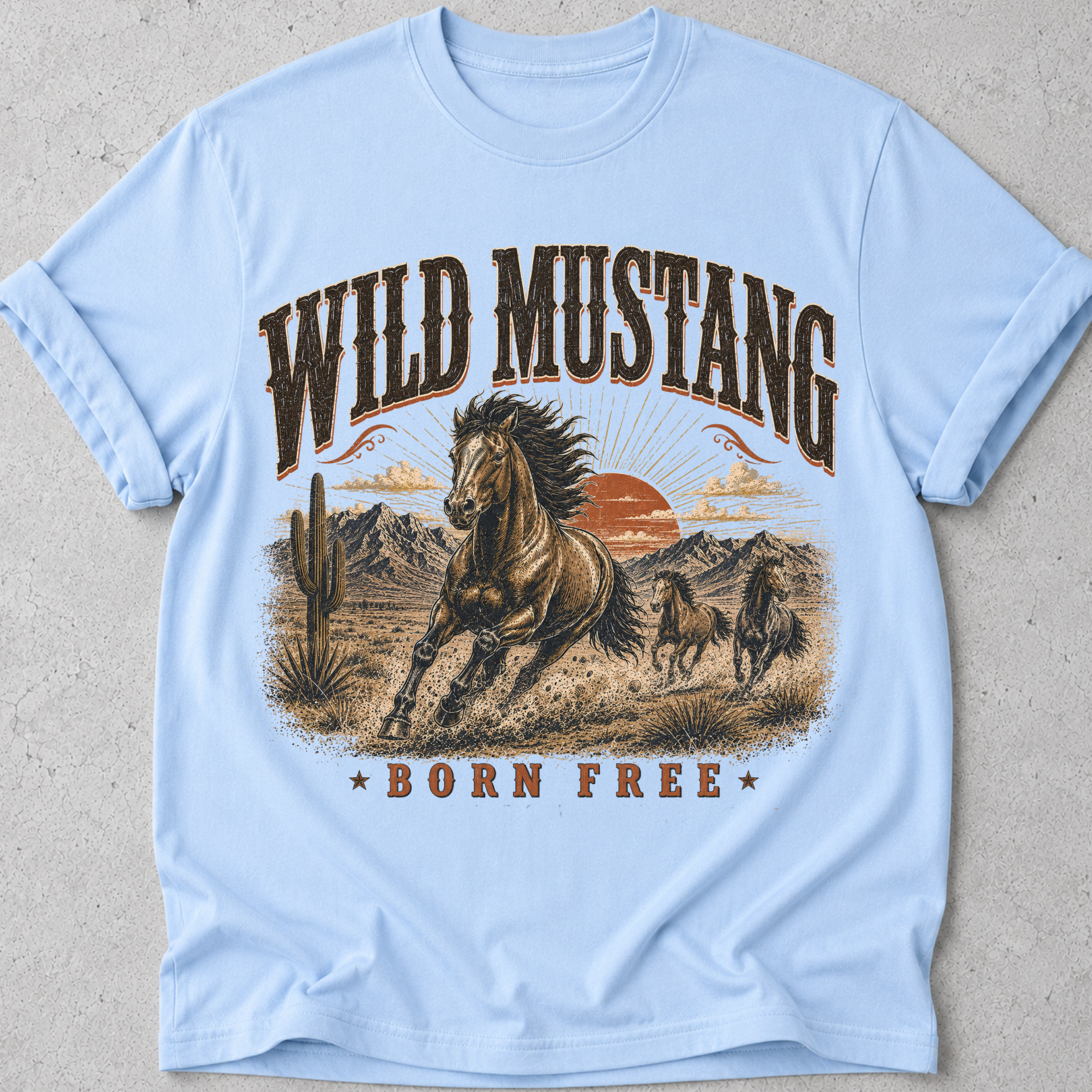 Wild Mustang Born Free T-Shirt