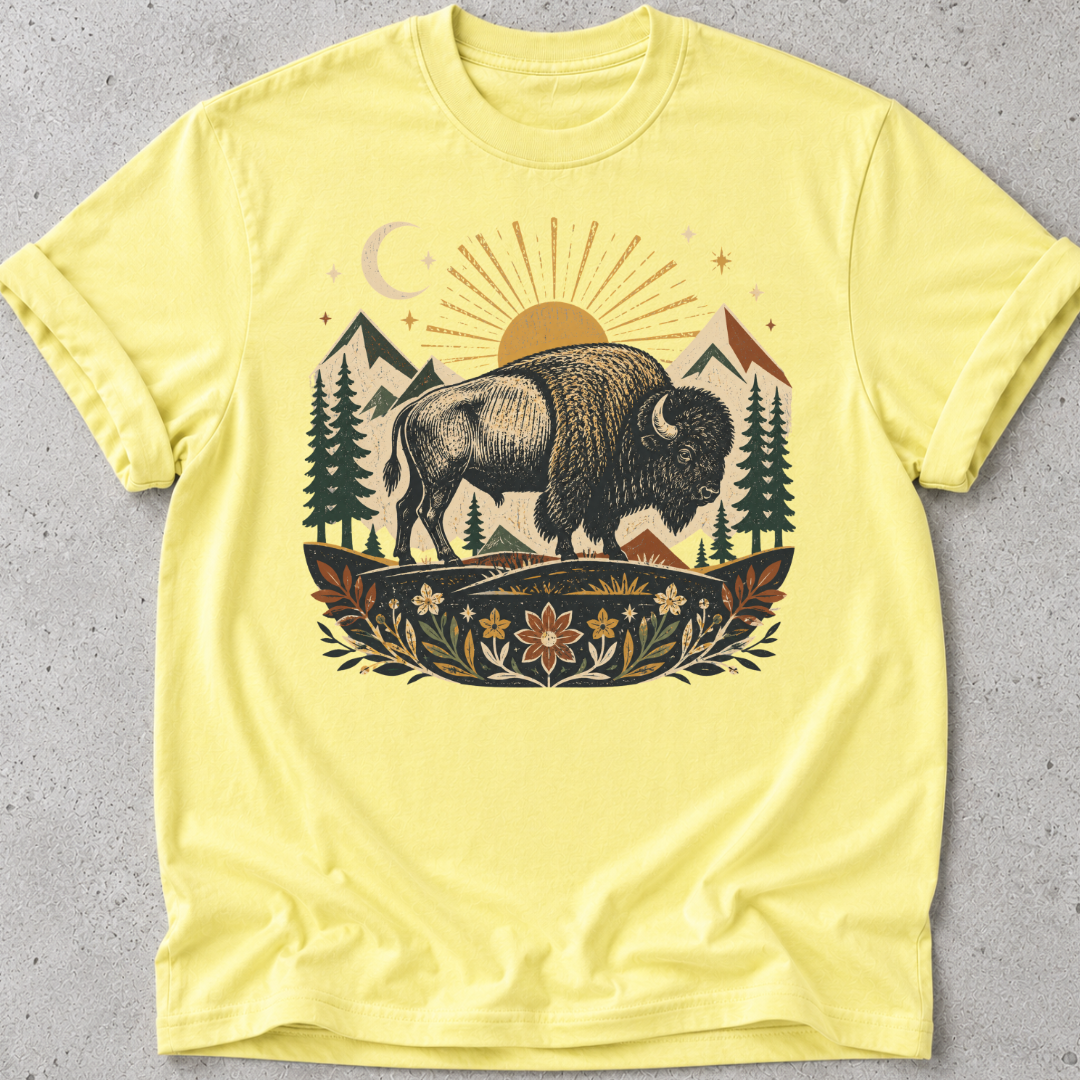 Folk Art Buffalo  T-shirt
