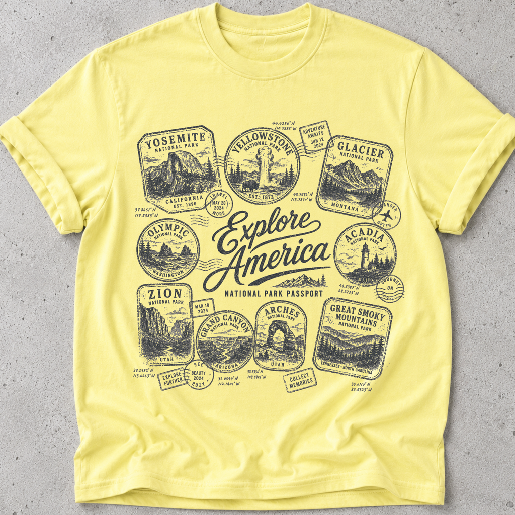 National Park Passport Stamps T-Shirt