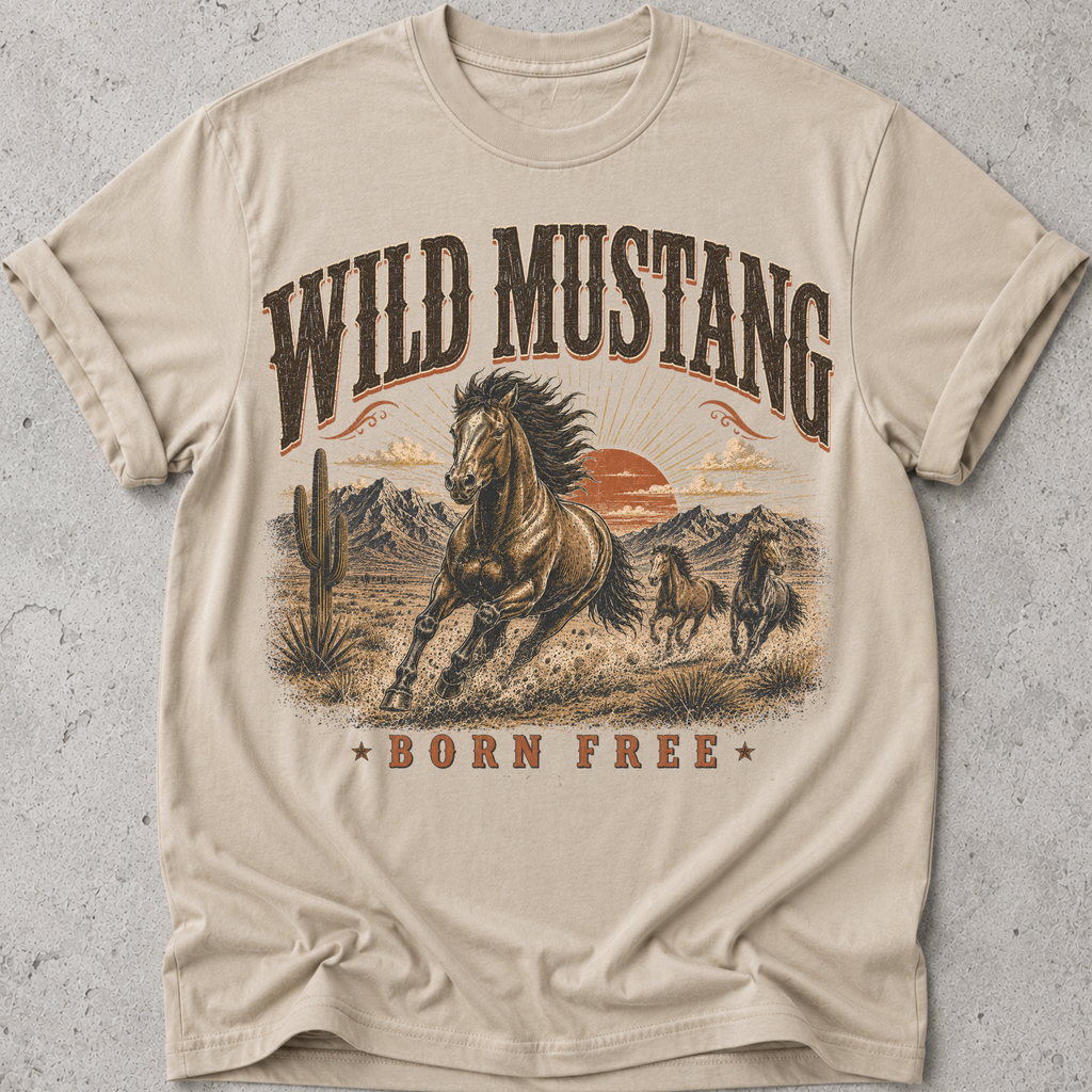Wild Mustang Born Free T-Shirt