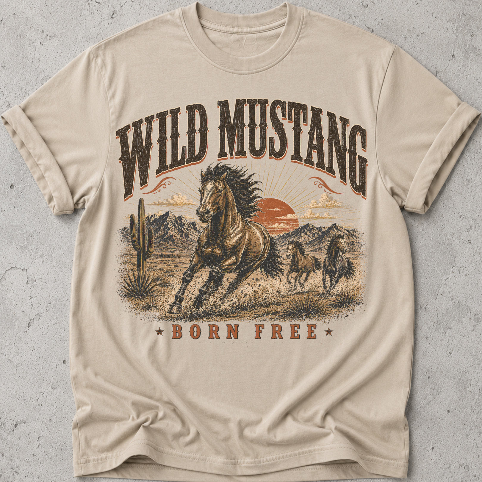 Wild Mustang Born Free T-Shirt