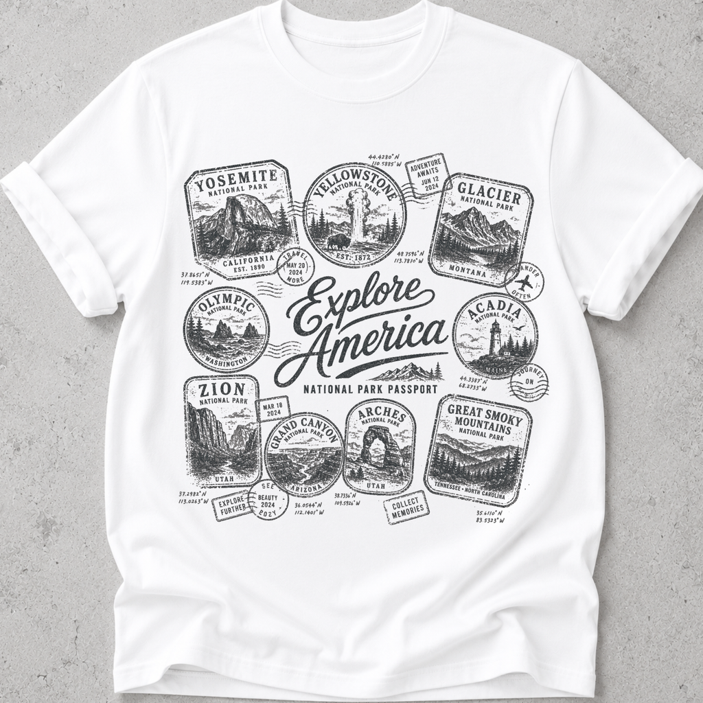National Park Passport Stamps T-Shirt
