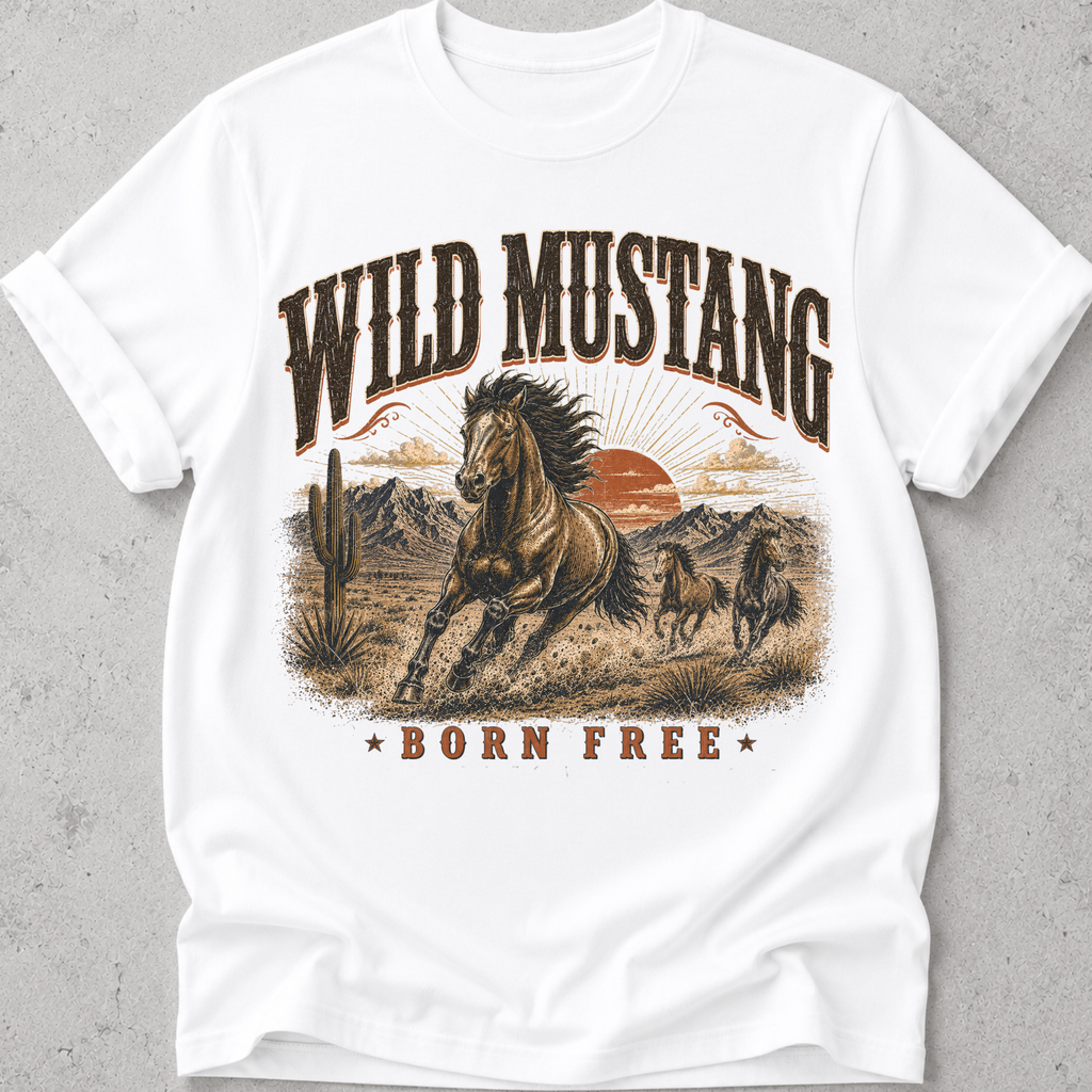 Wild Mustang Born Free T-Shirt