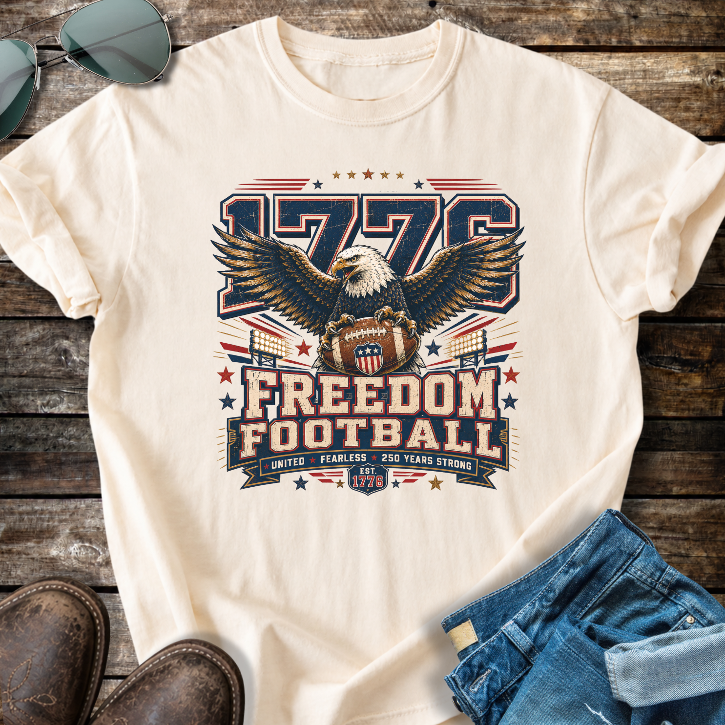 Football Varsity Patriotic  T-shirt