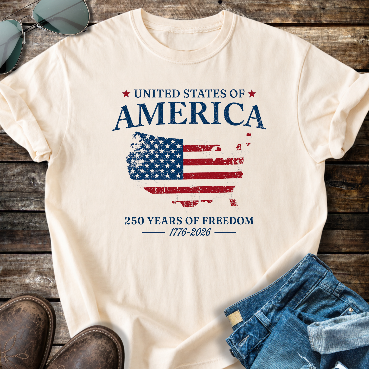 USA Patriotic  Map T-shirt