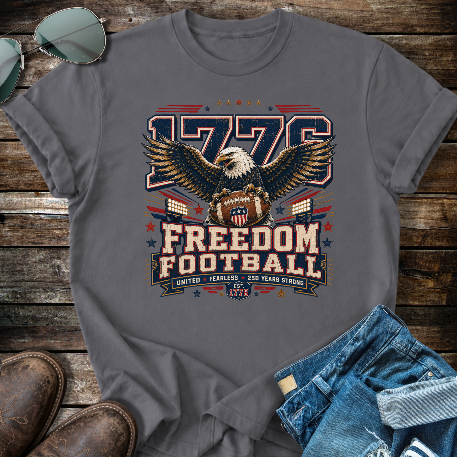 Football Varsity Patriotic  T-shirt