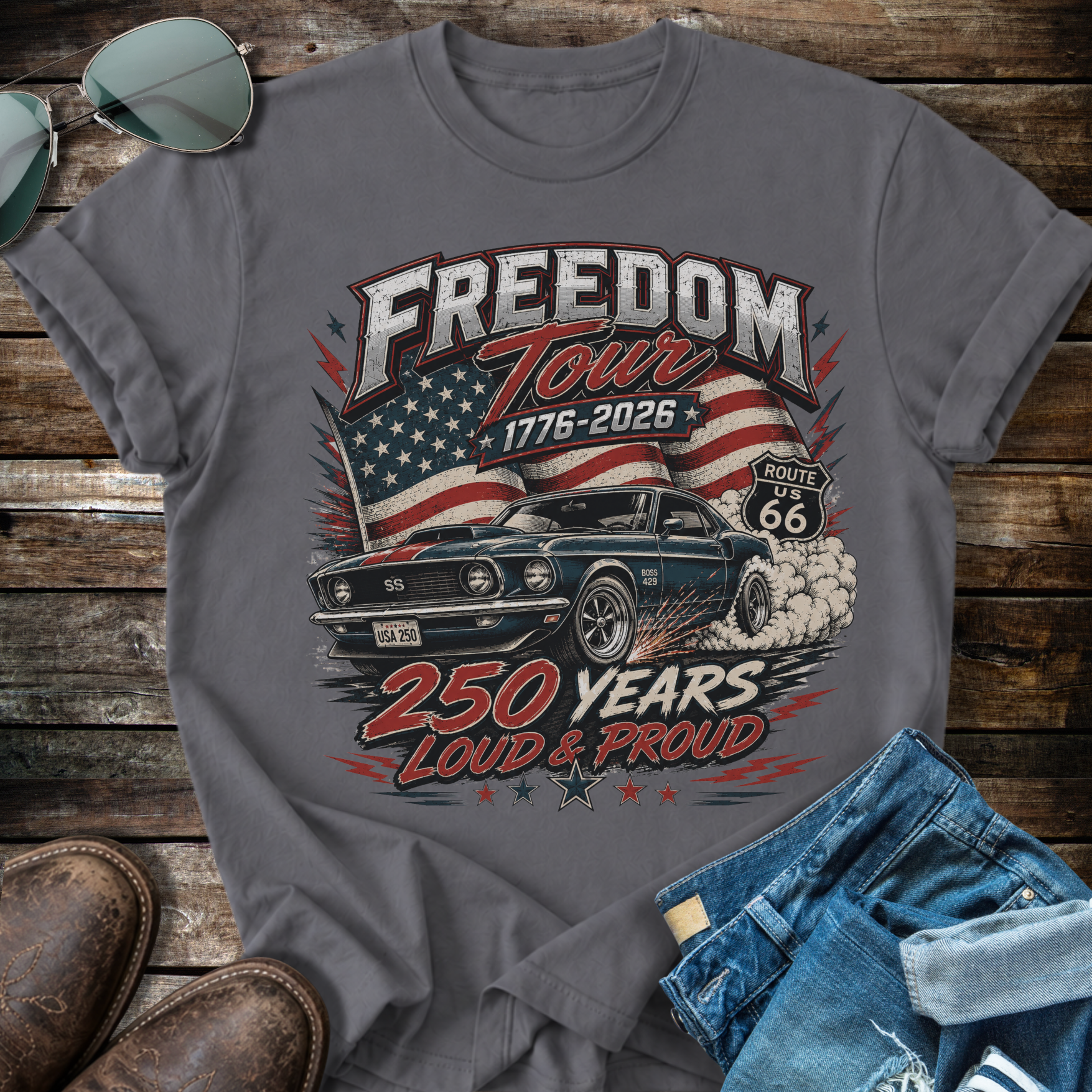 Muscle Car USA 1776  T-Shirt