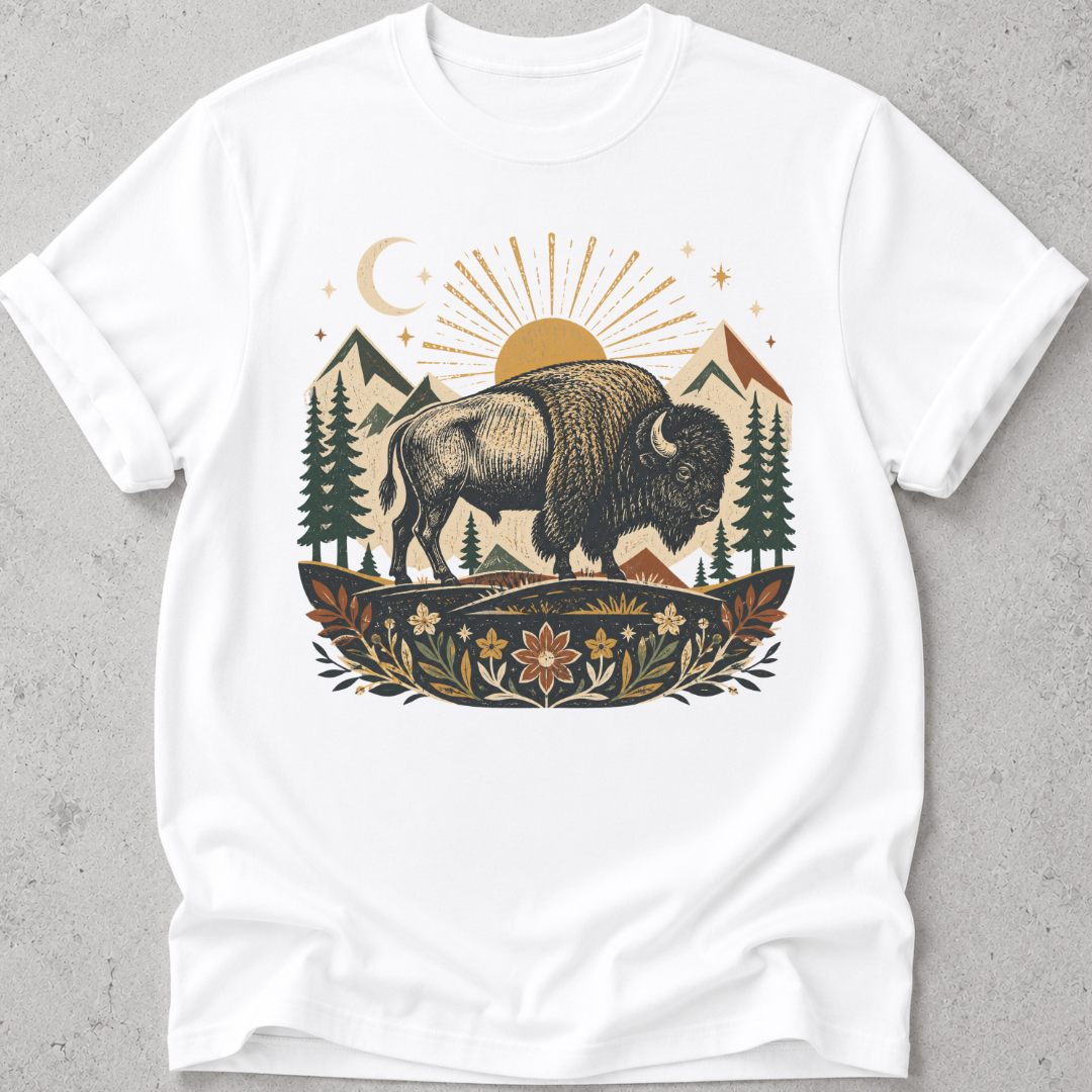 Folk Art Buffalo  T-shirt