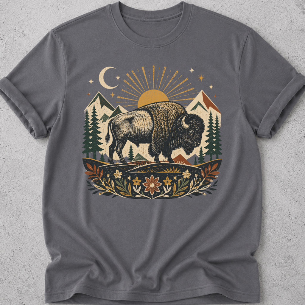 Folk Art Buffalo  T-shirt