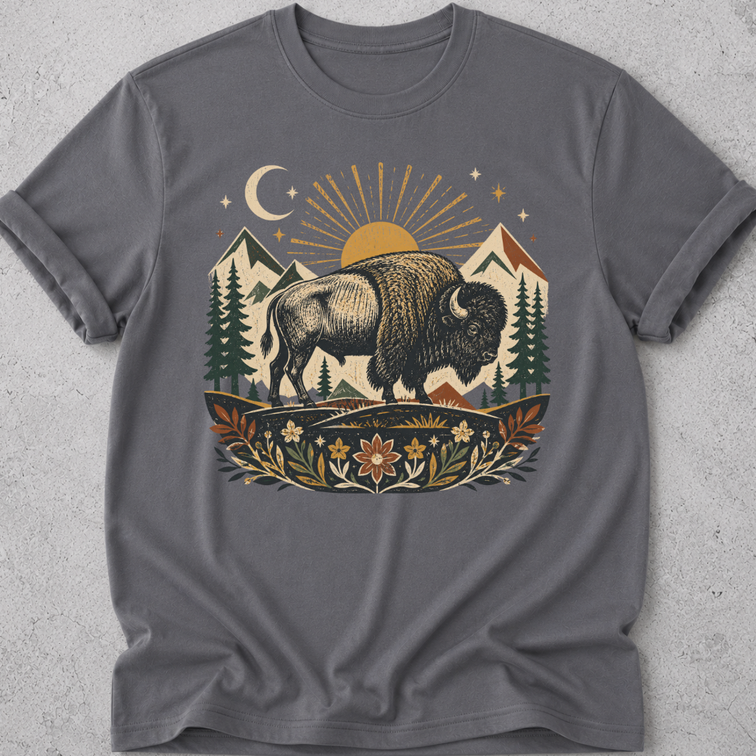 Folk Art Buffalo  T-shirt