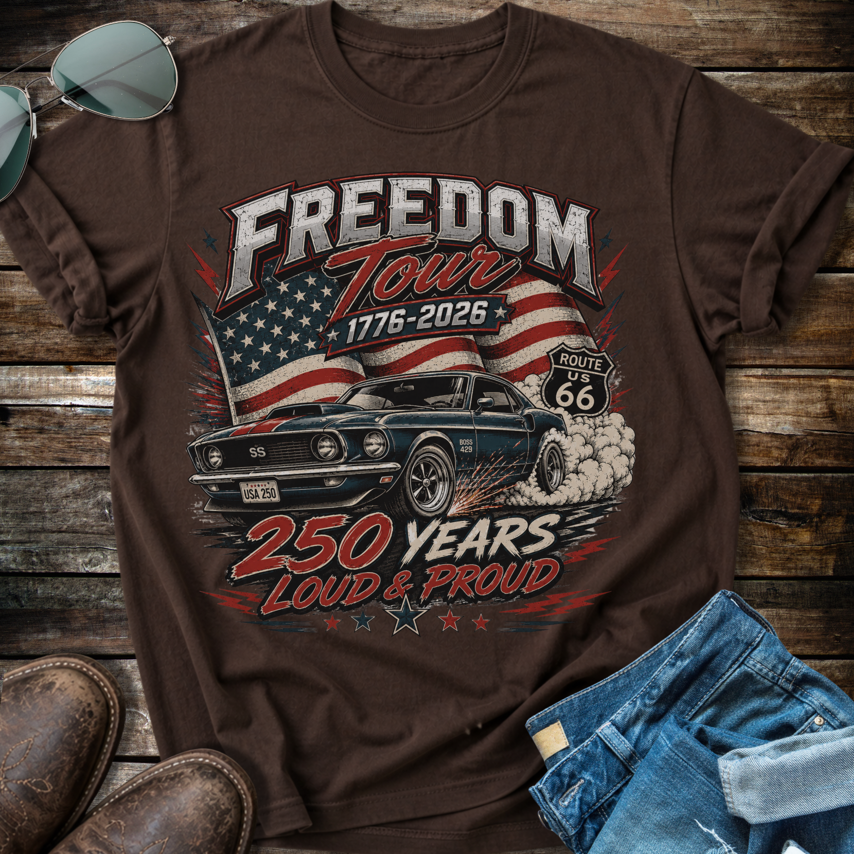 Muscle Car USA 1776  T-Shirt