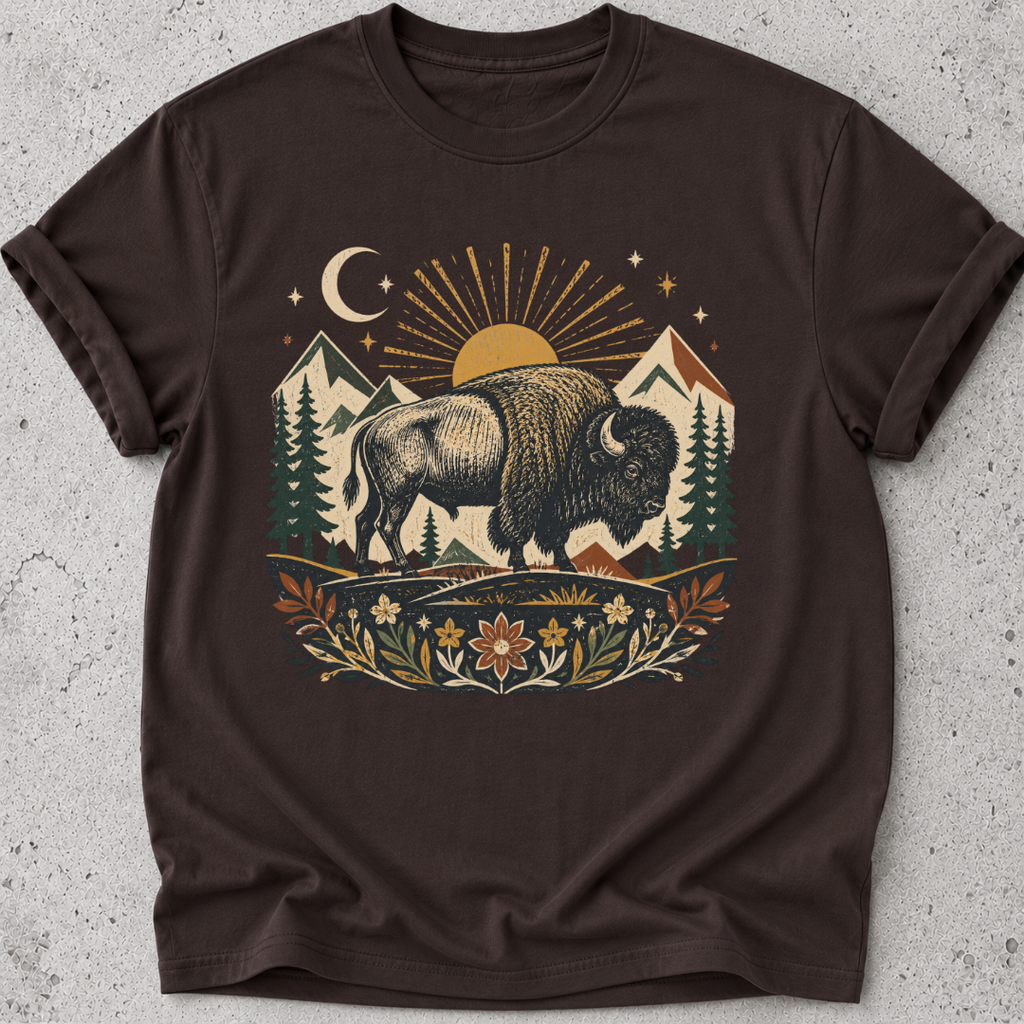 Folk Art Buffalo  T-shirt