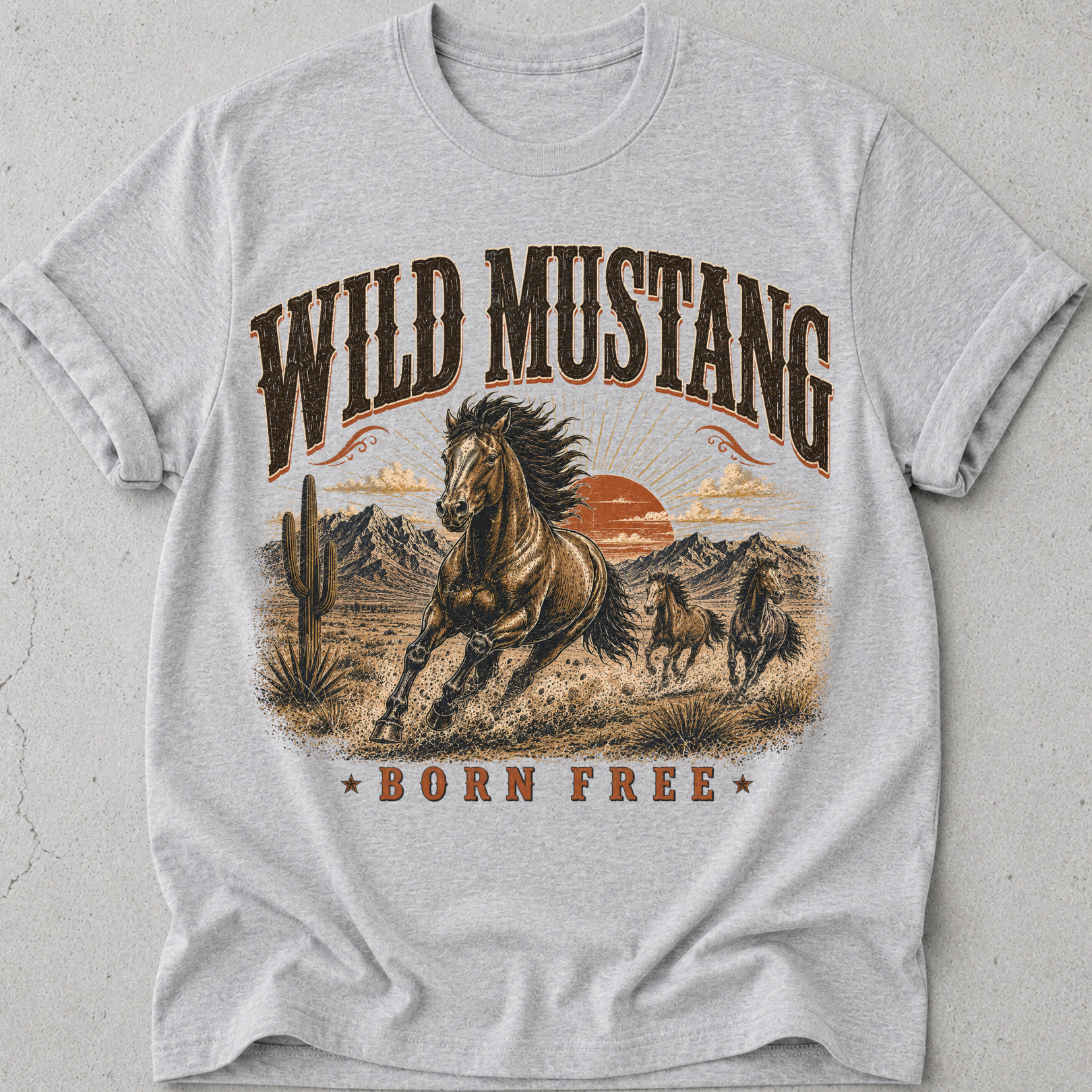 Wild Mustang Born Free T-Shirt