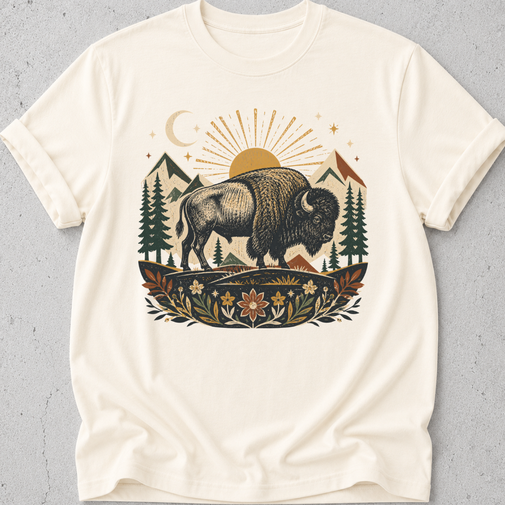 Folk Art Buffalo  T-shirt