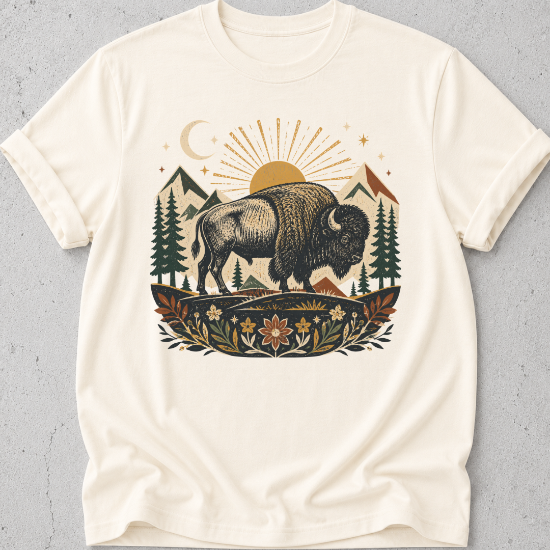 Folk Art Buffalo  T-shirt