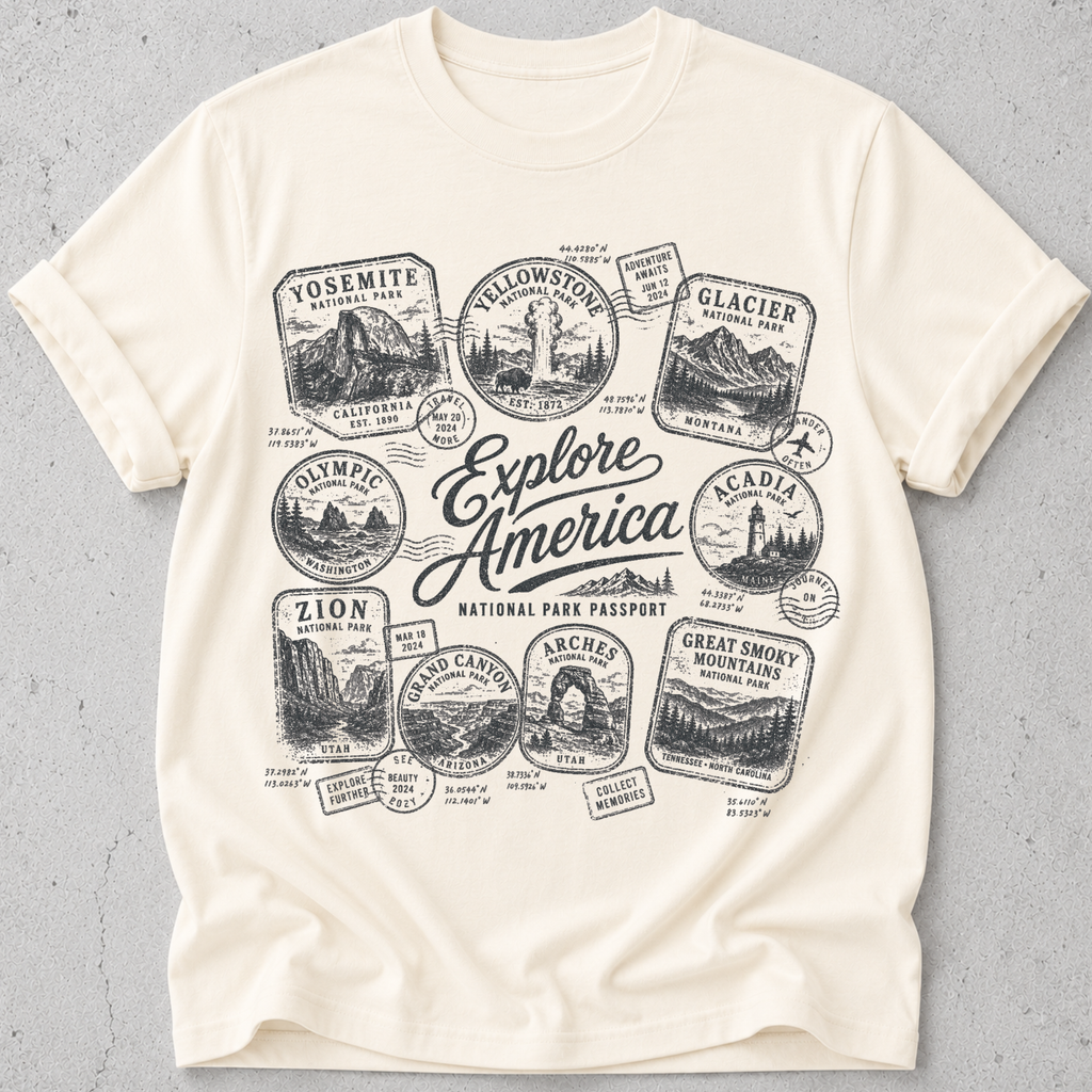 National Park Passport Stamps T-Shirt