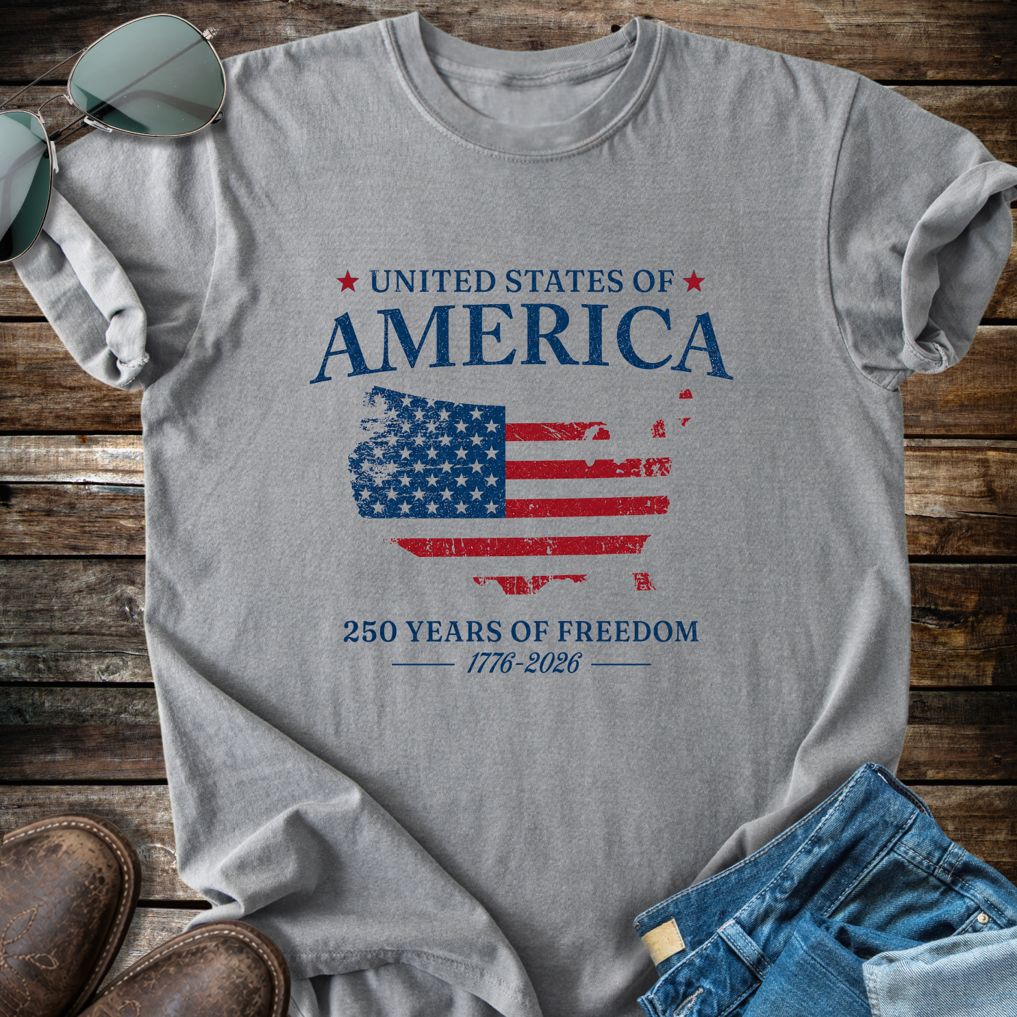 USA Patriotic  Map T-shirt