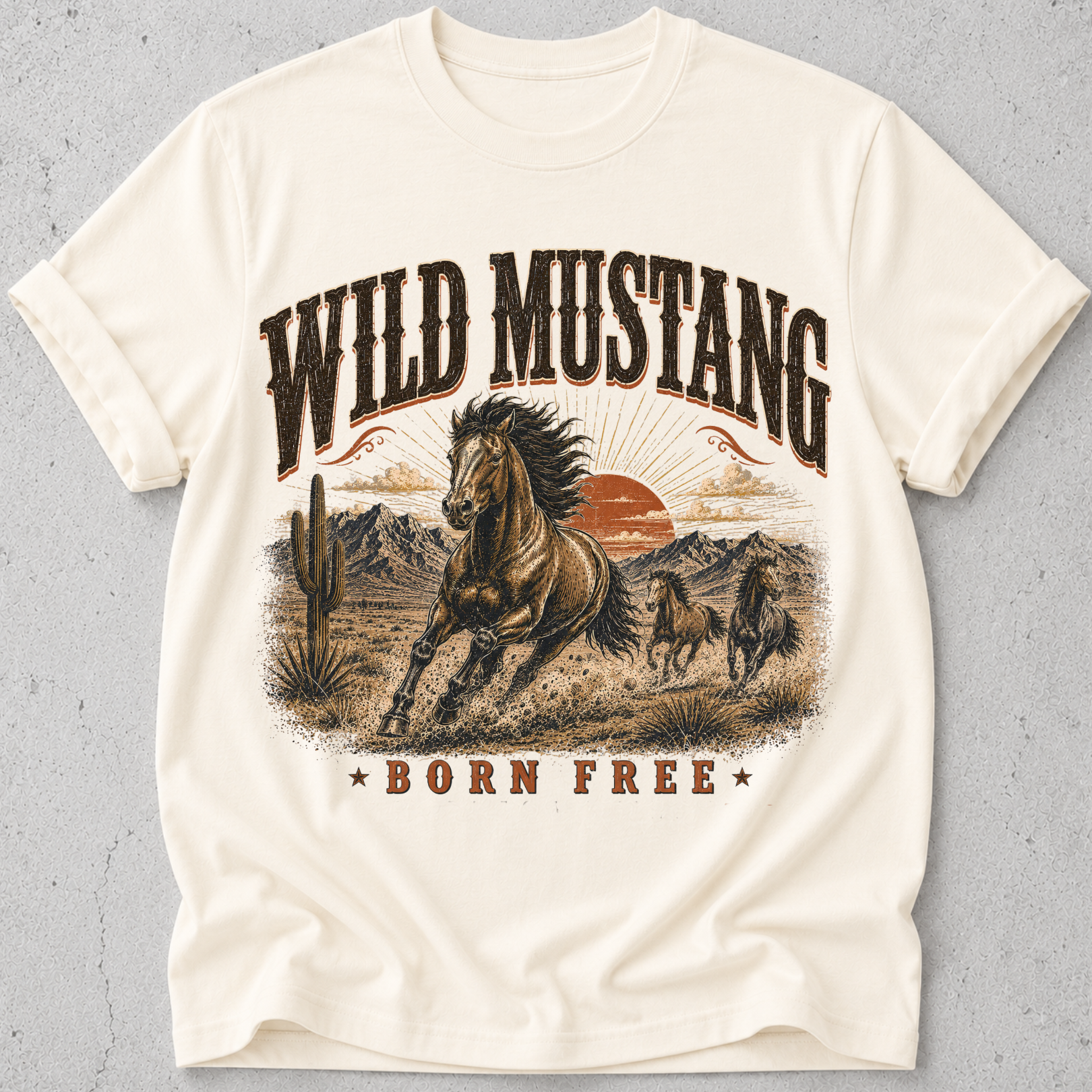 Wild Mustang Born Free T-Shirt