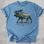 Acadia National Park moose Preserve Protect t-shirt Blue 