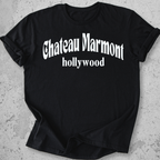 Chateau Marmont Hollywood t-shirt Black gothic serif graphic tee LA