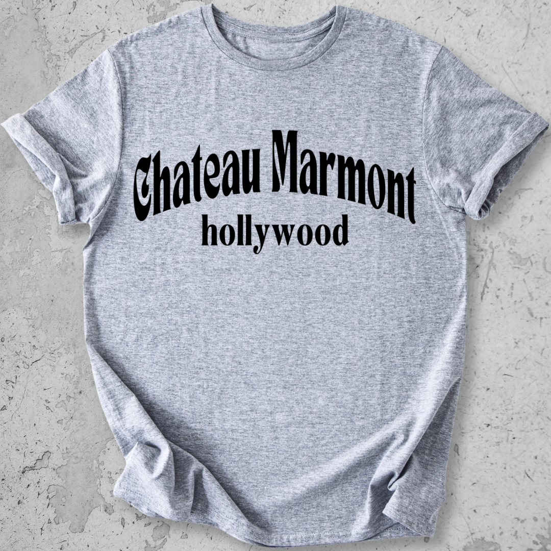 Chateau Marmont Hollywood t-shirt Sports Grey gothic serif graphic tee LA