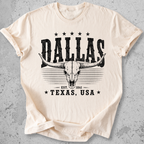 Dallas Texas t-shirt Natural  longhorn skull distressed graphic tee Est 1841