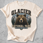 Glacier National Park grizzly bear t-shirt Ivory collegiate portrait Montana Est 1910 graphic tee