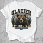Glacier National Park grizzly bear t-shirt white collegiate portrait Montana Est 1910 graphic tee