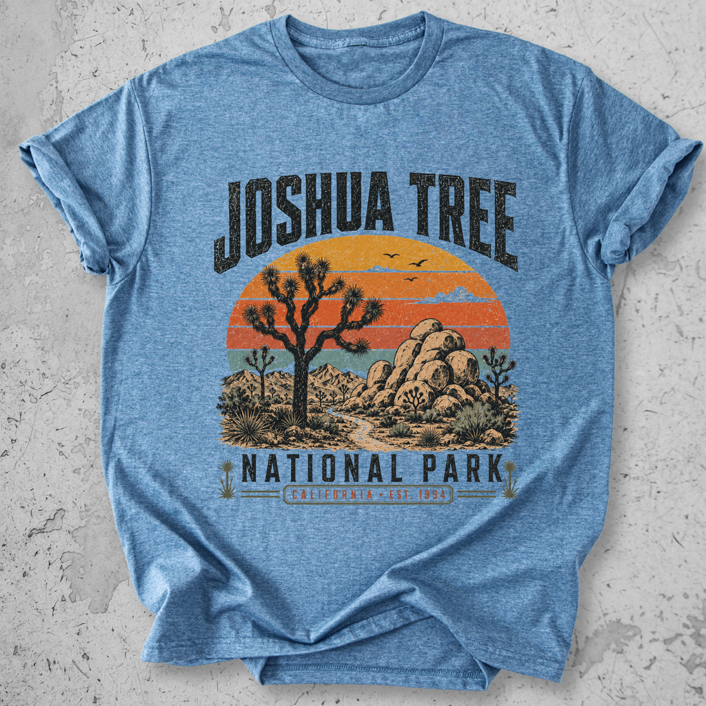 Joshua Tree National Park t-shirt Blue retro sunset desert landscape California Est 1994 graphic tee