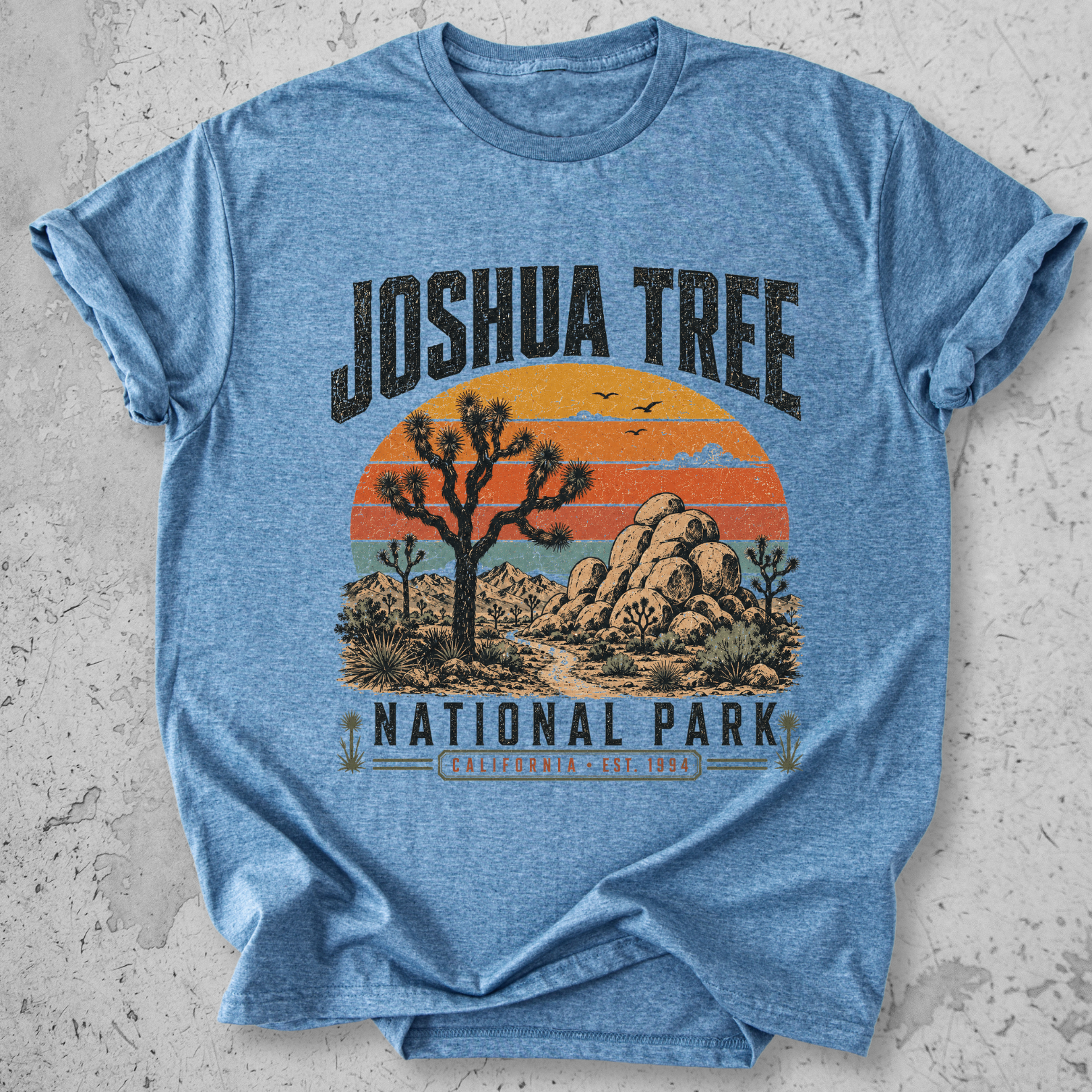 Joshua Tree National Park t-shirt Blue retro sunset desert landscape California Est 1994 graphic tee