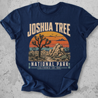 Joshua Tree National Park t-shirt Navy retro sunset desert landscape California Est 1994 graphic tee