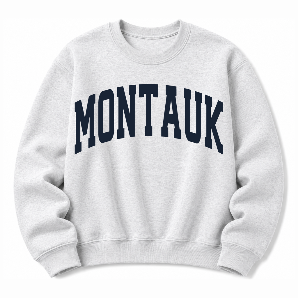 Montauk New York vintage coastal crewneck sweatshirt in Ash Grey