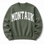 Montauk New York vintage coastal crewneck sweatshirt in Military Green