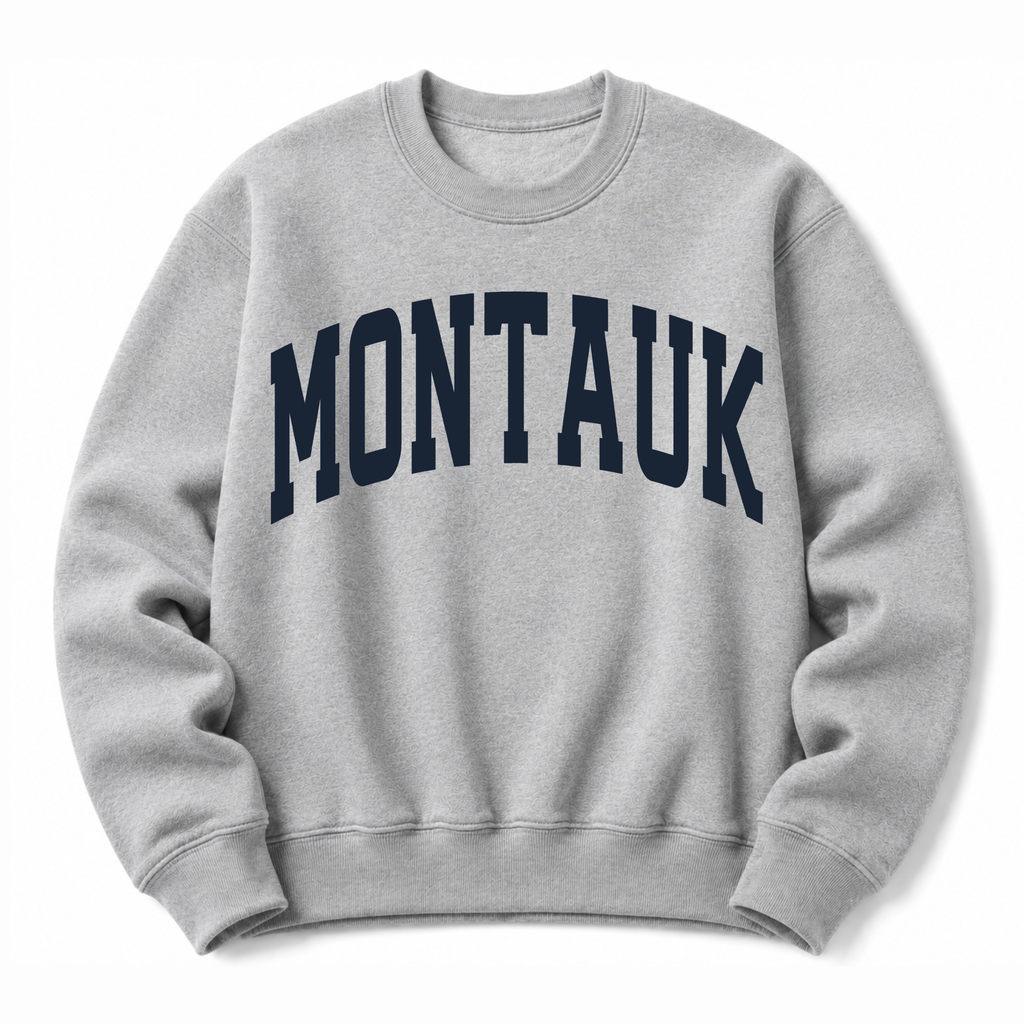 Montauk New York vintage coastal crewneck sweatshirt in  Sports Grey 