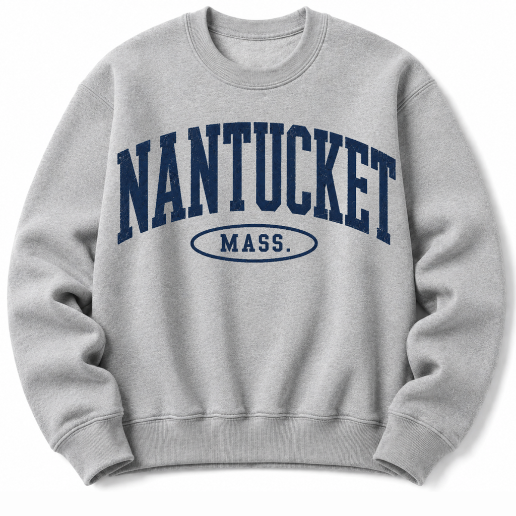 Nantucket Massachusetts sweatshirt in  ash grey  with varsity badge design