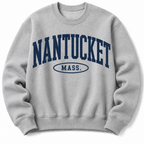 Nantucket Massachusetts sweatshirt in  ash grey  with varsity badge design