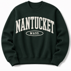 Nantucket Massachusetts sweatshirt in  green  with varsity badge design