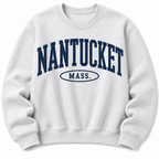 Nantucket Massachusetts sweatshirt in ash  grey with varsity badge design
