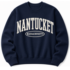 Nantucket Massachusetts sweatshirt in navy with varsity badge design