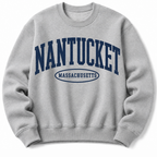 Nantucket Massachusetts sweatshirt in sports grey with varsity badge design