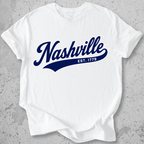 Nashville sporty t-shirt White  script Est 1779 collegiate graphic tee