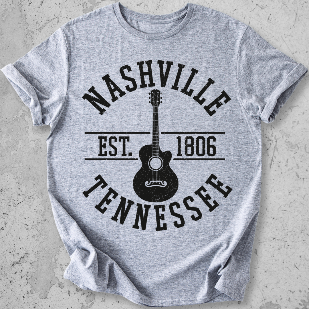 Nashville Tennessee Est 1806 t-shirt grey vintage collegiate guitar graphic tee
