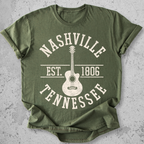 Nashville Tennessee Est 1806 t-shirt military green  vintage collegiate guitar graphic tee