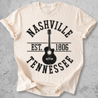 Nashville Tennessee Est 1806 t-shirt natural  vintage collegiate guitar graphic tee