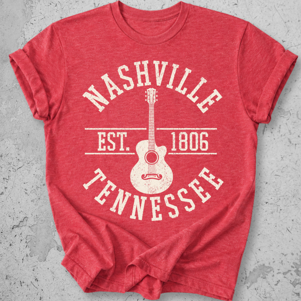 Nashville Tennessee Est 1806 t-shirt red  vintage collegiate guitar graphic tee