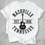 Nashville Tennessee Est 1806 t-shirt white vintage collegiate guitar graphic tee