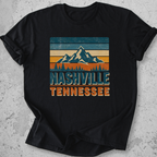 Nashville Tennessee retro t-shirt Black  mountain stripe graphic tee