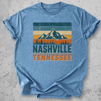 Nashville Tennessee retro t-shirt indigo blue  mountain stripe graphic tee