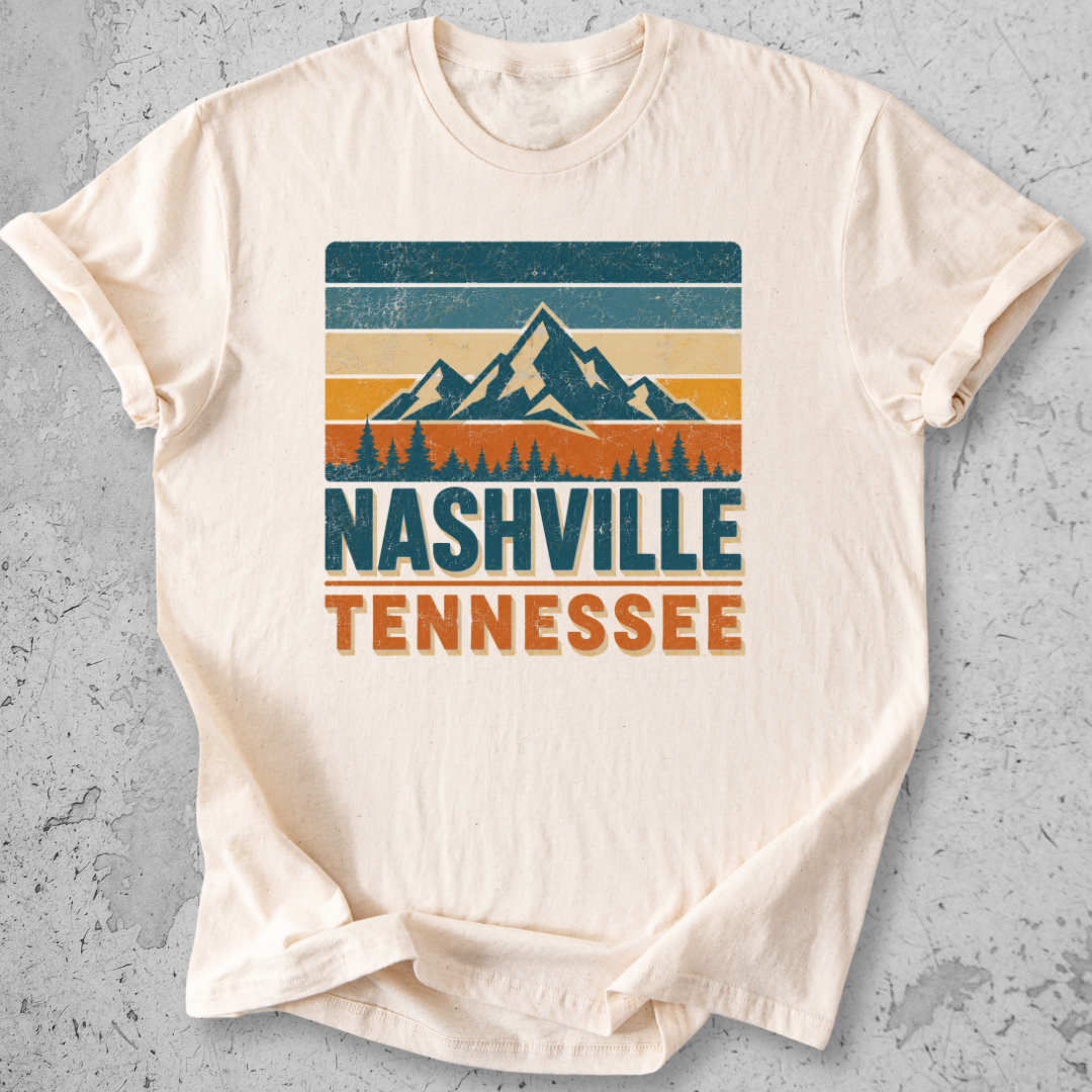 Nashville Tennessee retro t-shirt natural mountain stripe graphic tee